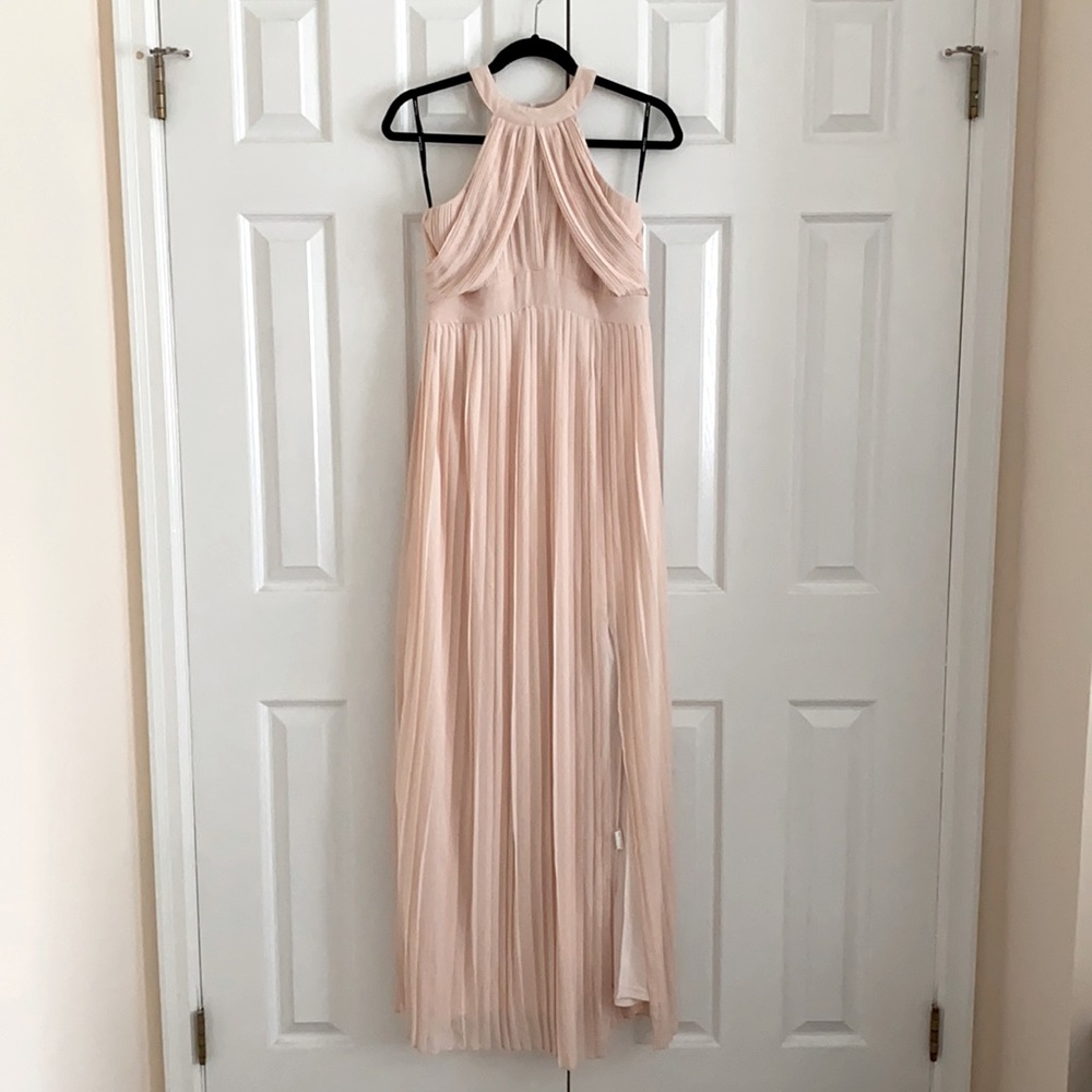Blush Pink Chiffon Maternity Maxi Dress, Size Sm